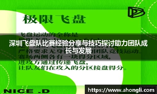 深圳飞盘队比赛经验分享与技巧探讨助力团队成长与发展
