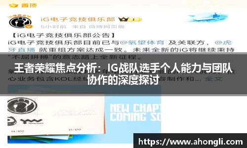 王者荣耀焦点分析：IG战队选手个人能力与团队协作的深度探讨