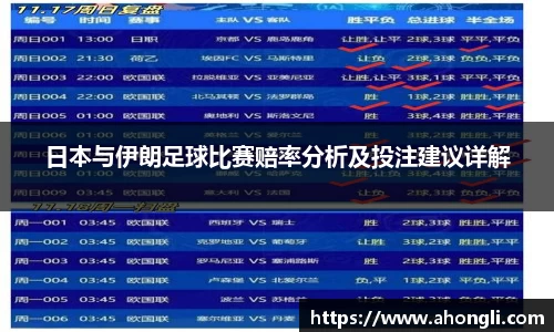 日本与伊朗足球比赛赔率分析及投注建议详解